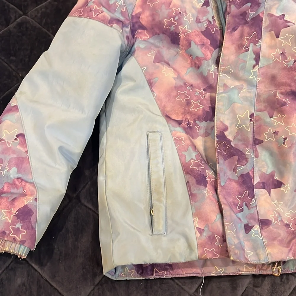 Spyder Kids Light Blue and Purple Star Print Ski Jacket & Bib Snow Pants